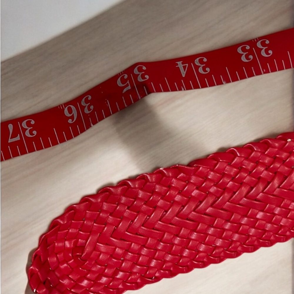 Red Braided Belt with Silver Buckle - Picture 4 of 6